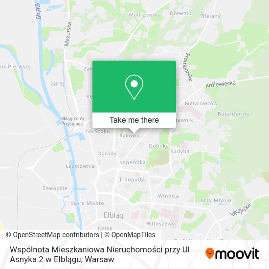 Wspólnota Mieszkaniowa Nieruchomości przy Ul Asnyka 2 w Elblągu map