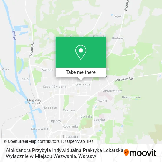 Карта Aleksandra Przybyła Indywidualna Praktyka Lekarska Wyłącznie w Miejscu Wezwania