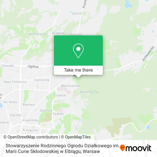 Карта Stowarzyszenie Rodzinnego Ogrodu Działkowego im. Marii Curie Skłodowskiej w Elblągu