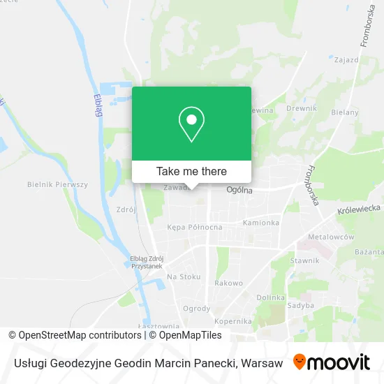 Карта Usługi Geodezyjne Geodin Marcin Panecki