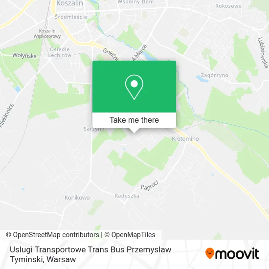 Карта Uslugi Transportowe Trans Bus Przemyslaw Tyminski