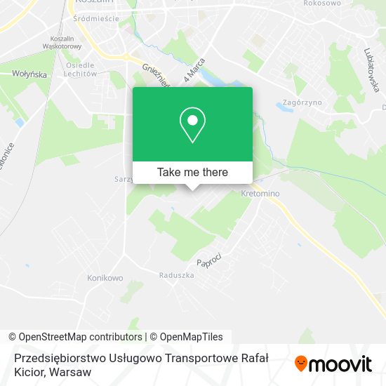 Карта Przedsiębiorstwo Usługowo Transportowe Rafał Kicior