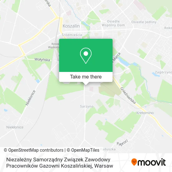 Карта Niezależny Samorządny Związek Zawodowy Pracowników Gazowni Koszalińskiej
