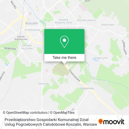 Przedsiębiorstwo Gospodarki Komunalnej Dział Usług Pogrzebowych Całodobowe Koszalin map