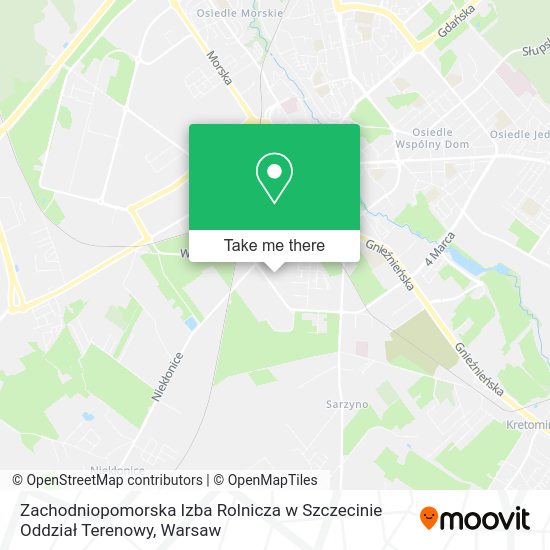 Zachodniopomorska Izba Rolnicza w Szczecinie Oddział Terenowy map