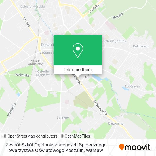 Zespół Szkół Ogólnokształcących Społecznego Towarzystwa Oświatowego Koszalin map