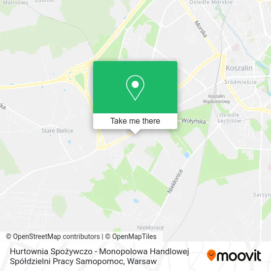 Карта Hurtownia Spożywczo - Monopolowa Handlowej Spółdzielni Pracy Samopomoc