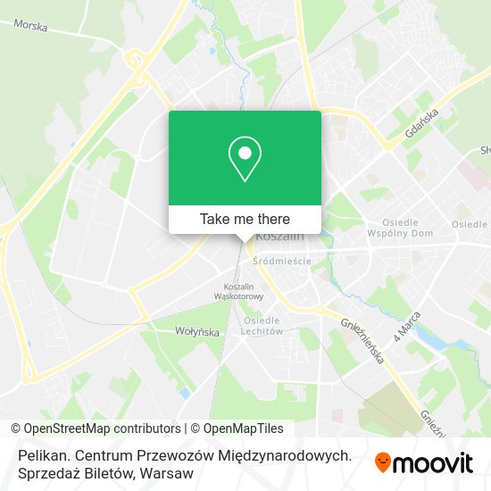 Pelikan. Centrum Przewozów Międzynarodowych. Sprzedaż Biletów map