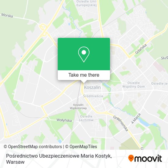 Карта Pośrednictwo Ubezpieczeniowe Maria Kostyk