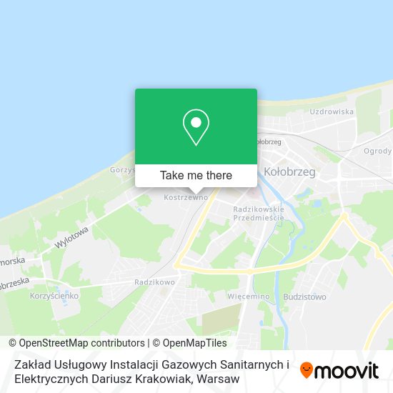 Карта Zakład Usługowy Instalacji Gazowych Sanitarnych i Elektrycznych Dariusz Krakowiak