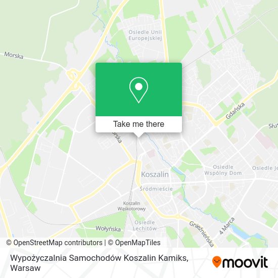 Карта Wypożyczalnia Samochodów Koszalin Kamiks