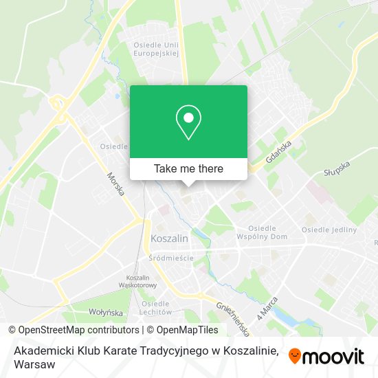 Карта Akademicki Klub Karate Tradycyjnego w Koszalinie