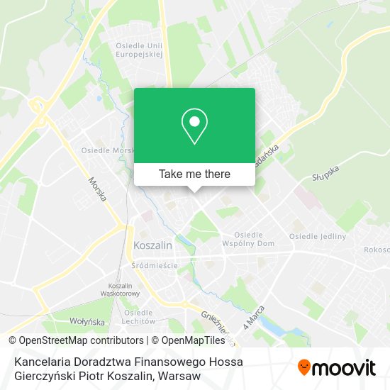 Kancelaria Doradztwa Finansowego Hossa Gierczyński Piotr Koszalin map