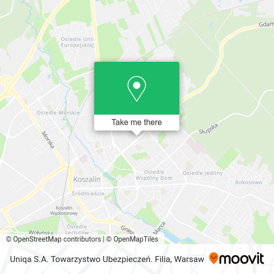 Uniqa S.A. Towarzystwo Ubezpieczeń. Filia map