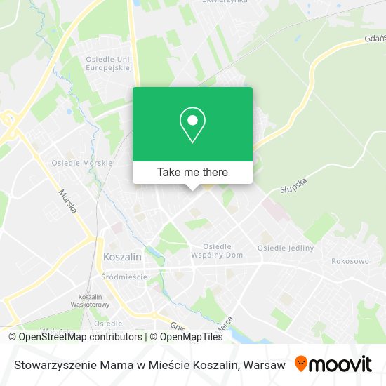 Карта Stowarzyszenie Mama w Mieście Koszalin