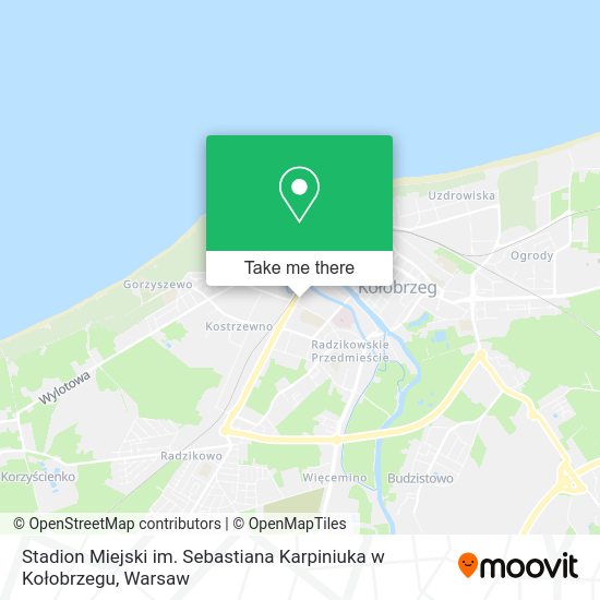 Stadion Miejski im. Sebastiana Karpiniuka w Kołobrzegu map