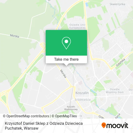 Карта Krzysztof Daniel Sklep z Odzieza Dziecieca Puchatek