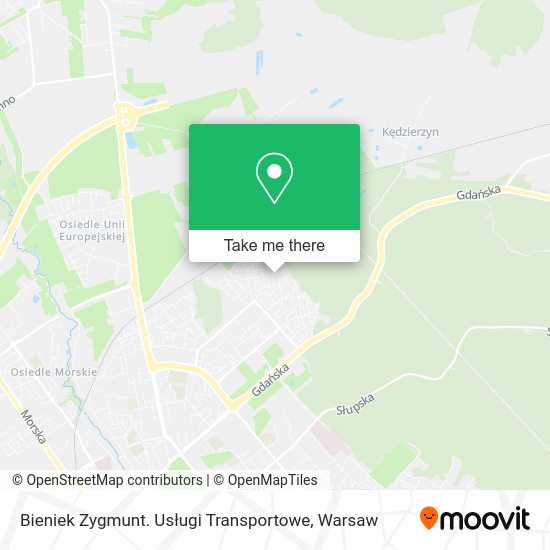 Карта Bieniek Zygmunt. Usługi Transportowe