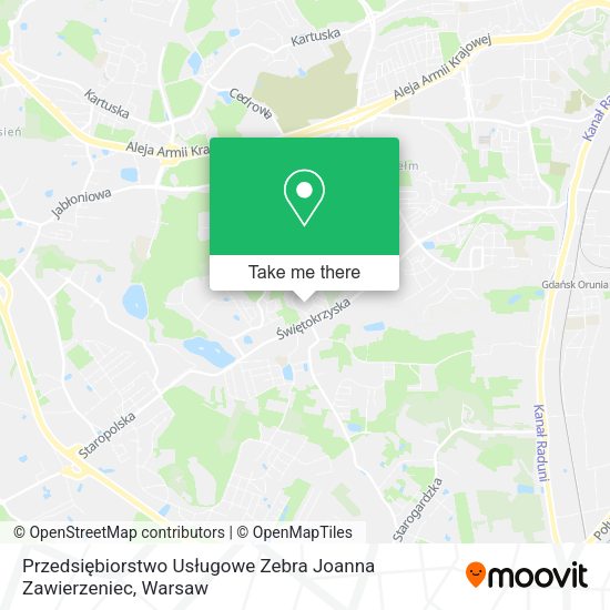 Przedsiębiorstwo Usługowe Zebra Joanna Zawierzeniec map