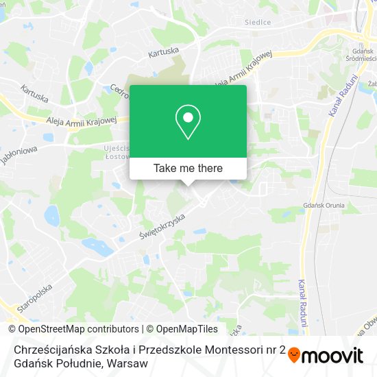 Карта Chrześcijańska Szkoła i Przedszkole Montessori nr 2 Gdańsk Południe