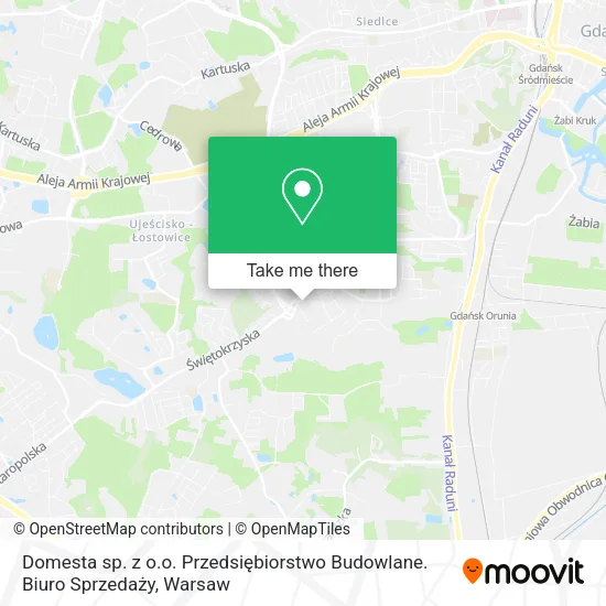 Карта Domesta sp. z o.o. Przedsiębiorstwo Budowlane. Biuro Sprzedaży