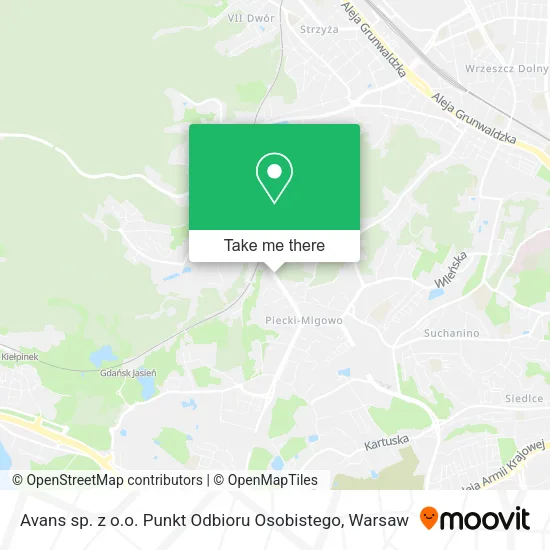 Карта Avans sp. z o.o. Punkt Odbioru Osobistego