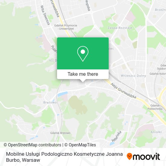 Карта Mobilne Usługi Podologiczno Kosmetyczne Joanna Burbo