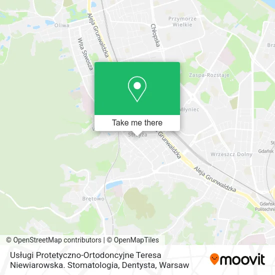Карта Usługi Protetyczno-Ortodoncyjne Teresa Niewiarowska. Stomatologia, Dentysta