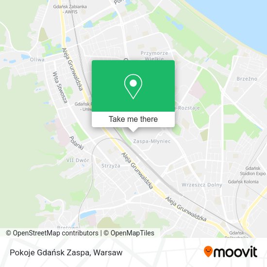 Pokoje Gdańsk Zaspa map