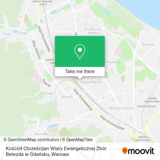 Kościół Chrześcijan Wiary Ewangelicznej Zbór Betezda w Gdańsku map