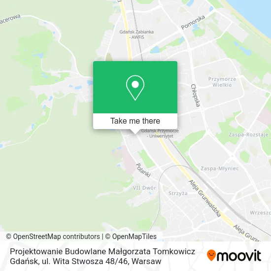 Карта Projektowanie Budowlane Małgorzata Tomkowicz Gdańsk, ul. Wita Stwosza 48 / 46