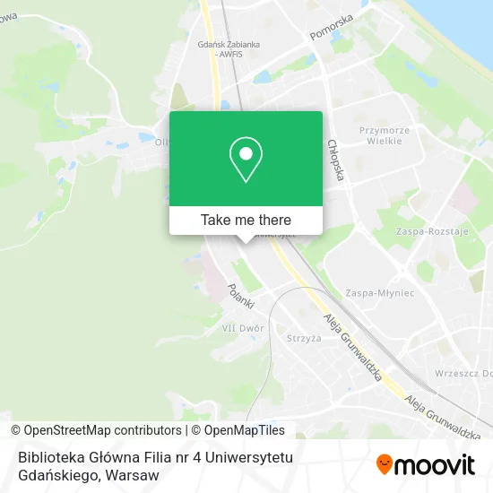 Карта Biblioteka Główna Filia nr 4 Uniwersytetu Gdańskiego