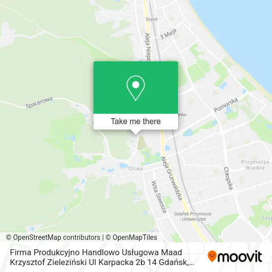 Firma Produkcyjno Handlowo Usługowa Maad Krzysztof Zieleziński Ul Karpacka 2b 14 Gdańsk map