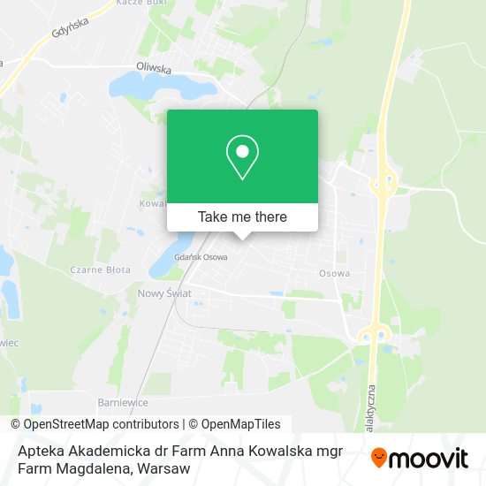 Карта Apteka Akademicka dr Farm Anna Kowalska mgr Farm Magdalena