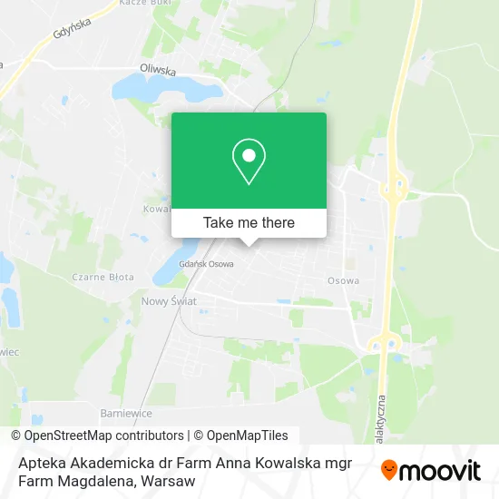 Карта Apteka Akademicka dr Farm Anna Kowalska mgr Farm Magdalena