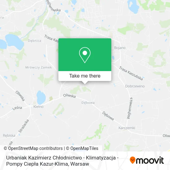 Карта Urbaniak Kazimierz Chłodnictwo - Klimatyzacja - Pompy Ciepła Kazur-Klima
