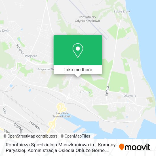 Robotnicza Spółdzielnia Mieszkaniowa im. Komuny Paryskiej. Administracja Osiedla Obłuże Górne map