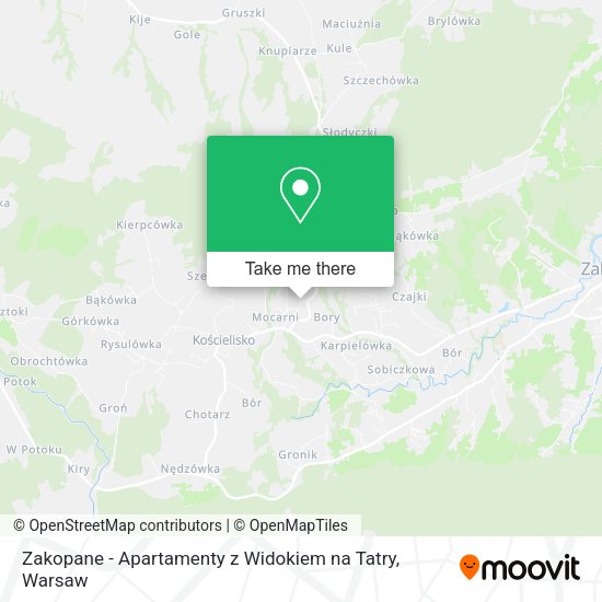 Zakopane - Apartamenty z Widokiem na Tatry map