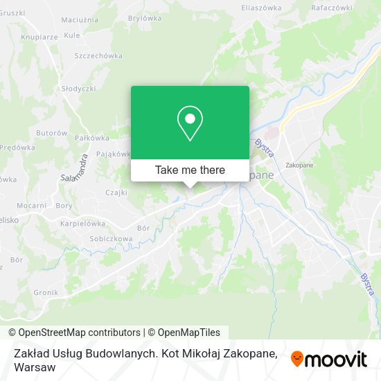 Zakład Usług Budowlanych. Kot Mikołaj Zakopane map