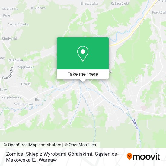 Zornica. Sklep z Wyrobami Góralskimi. Gąsienica-Makowska E. map