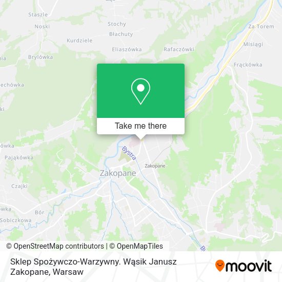 Карта Sklep Spożywczo-Warzywny. Wąsik Janusz Zakopane