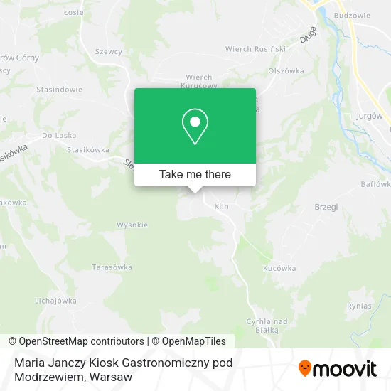 Карта Maria Janczy Kiosk Gastronomiczny pod Modrzewiem