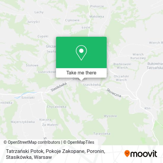 Tatrzański Potok, Pokoje Zakopane, Poronin, Stasikówka map