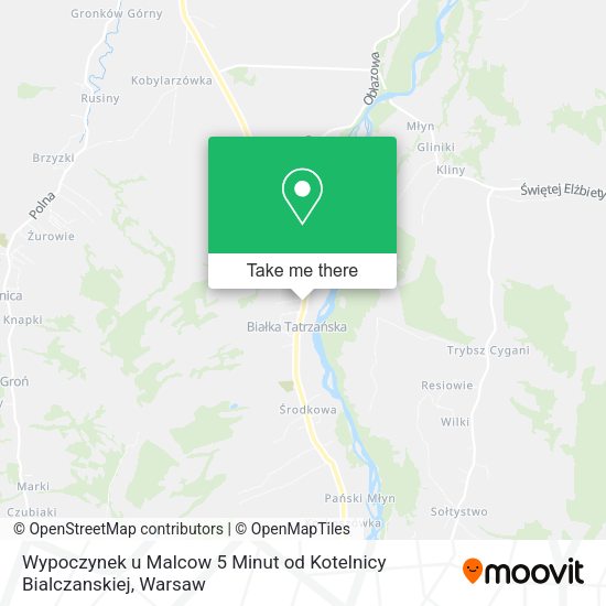 Wypoczynek u Malcow 5 Minut od Kotelnicy Bialczanskiej map