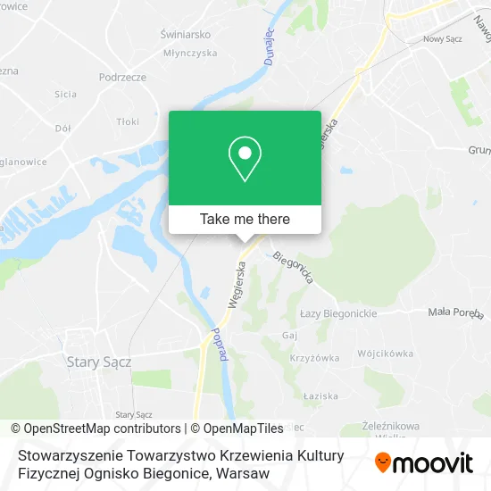 Карта Stowarzyszenie Towarzystwo Krzewienia Kultury Fizycznej Ognisko Biegonice