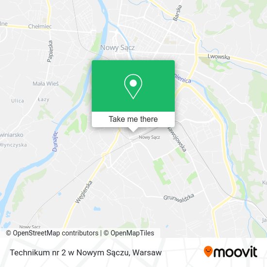 Technikum nr 2 w Nowym Sączu map