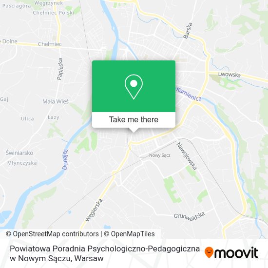 Powiatowa Poradnia Psychologiczno-Pedagogiczna w Nowym Sączu map