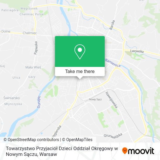 Towarzystwo Przyjaciół Dzieci Oddział Okręgowy w Nowym Sączu map