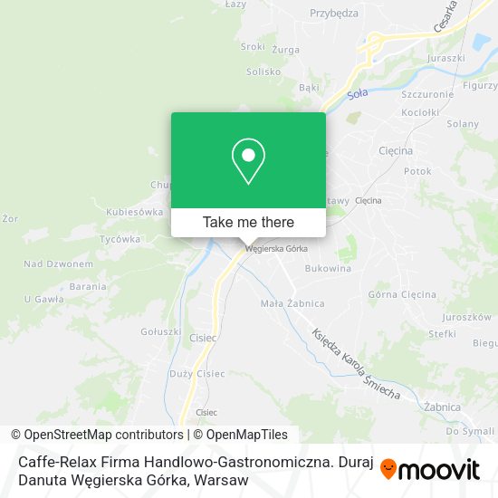 Caffe-Relax Firma Handlowo-Gastronomiczna. Duraj Danuta Węgierska Górka map