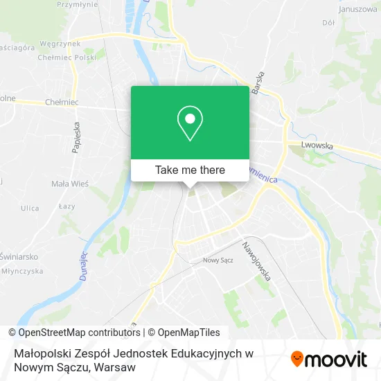 Карта Małopolski Zespół Jednostek Edukacyjnych w Nowym Sączu
